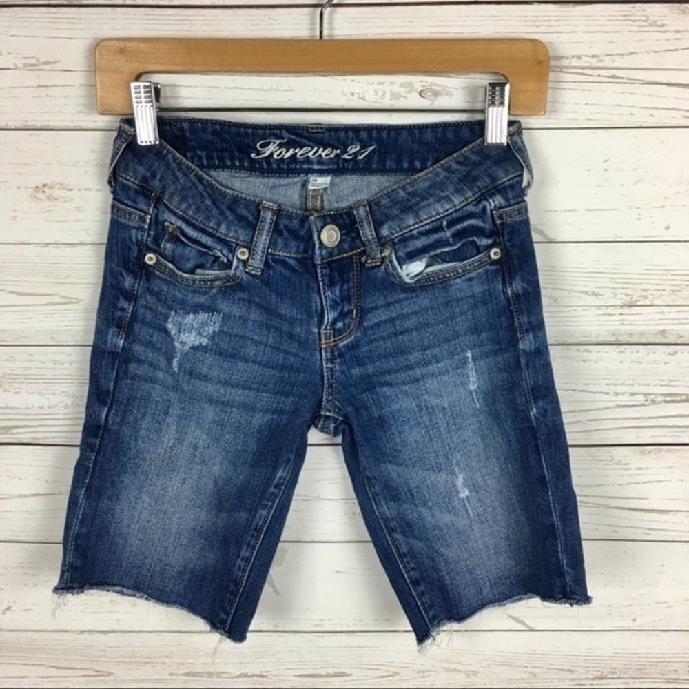 Distressed Denim Cut Off Shorts